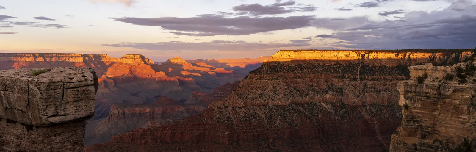 The Grand Canyon seen from the South Rim at sunset