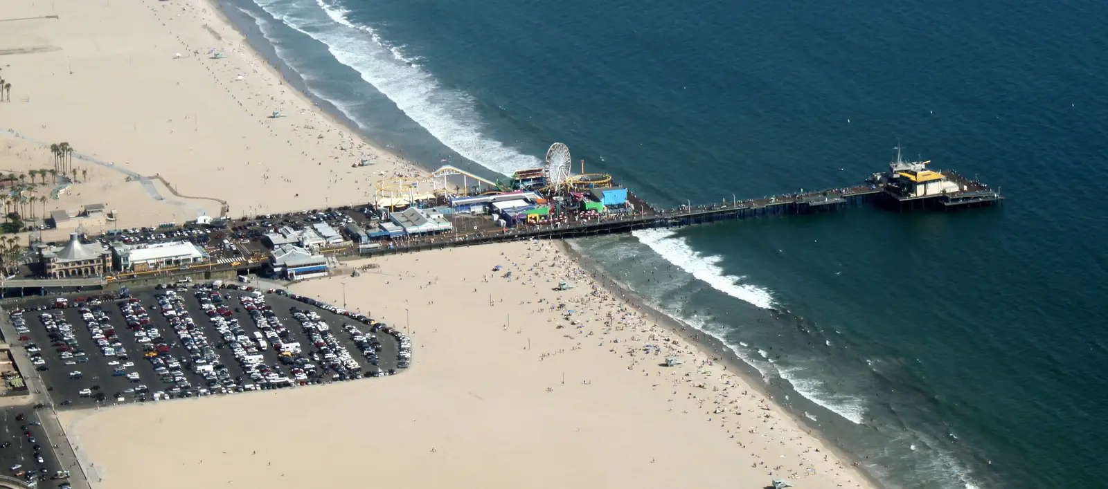 Santa Monica Pier and the beach from the air