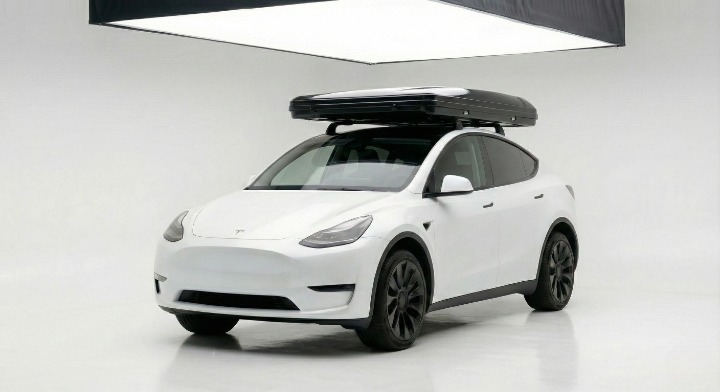 Tesla Model Y Camping-Paket mit Dachzelt - Elektroauto Camping USA Roadtrip