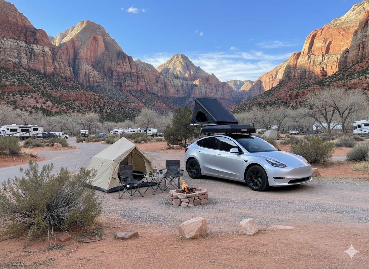 Grand Circle Adventure - Tesla Camping am Zion Nationalpark mit Grand Canyon und Bryce Canyon